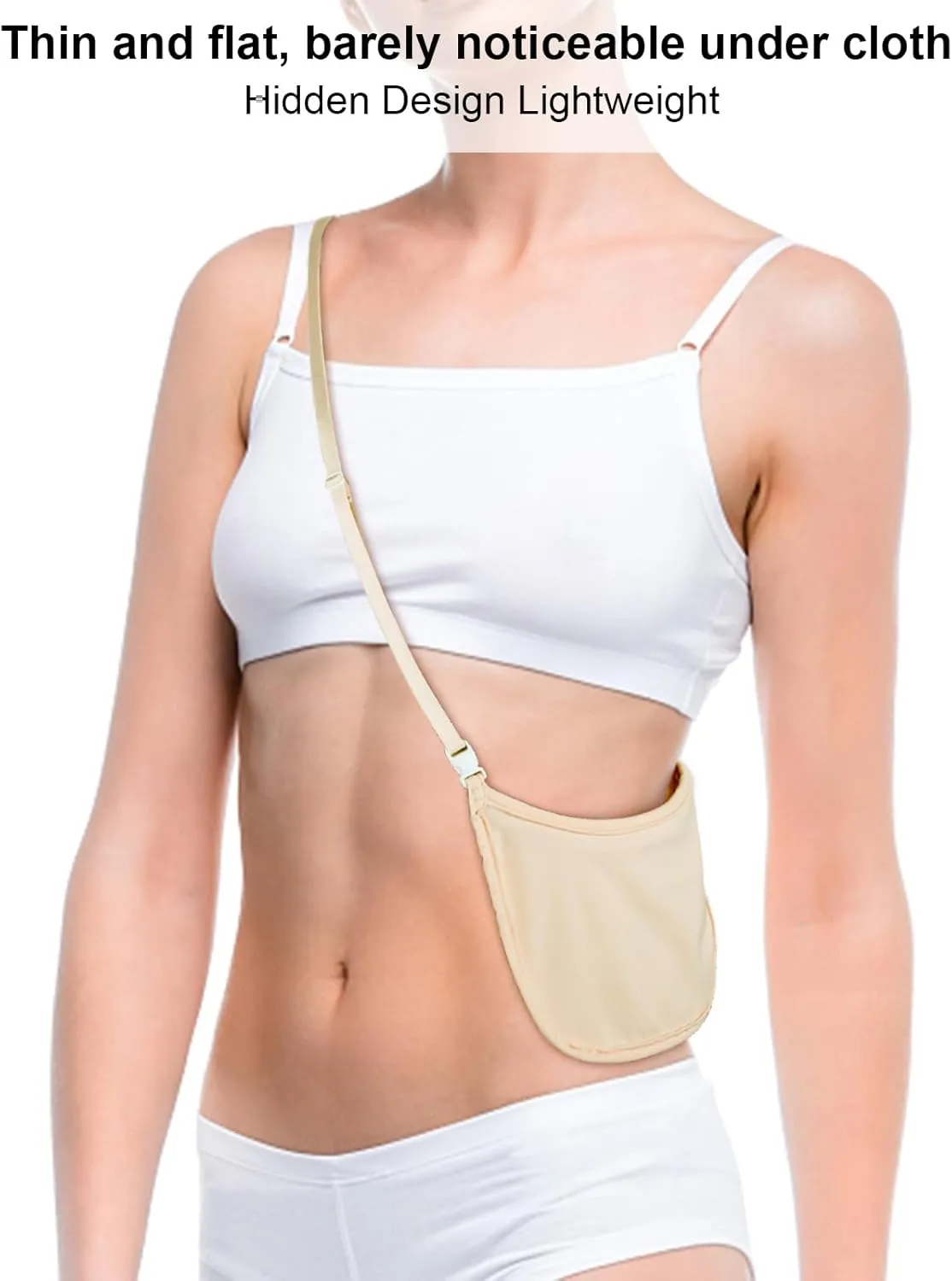 Hidden Wallet Travel Hidden Wallet Under Clothes Undergarment Crossbody Secert Body Pouch for Passport Money & Valuables(Fleshcolor)
