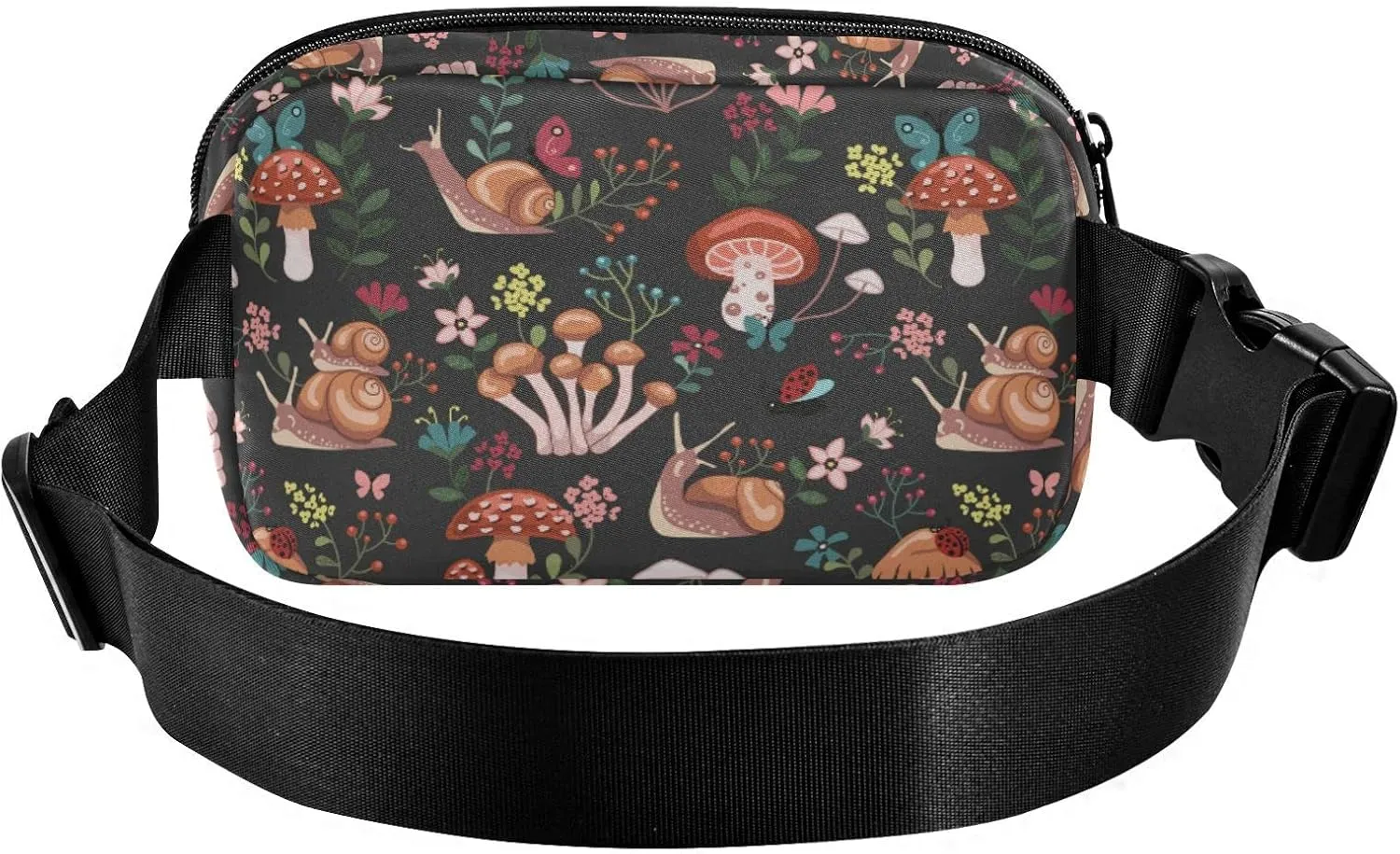 Hiking Fanny Pack Mushroom Flower Waist Pack Fashion Casual Hip Bum Bag with Adjustable Strap for Women & Men Hands Free Crossbody Bags for Outdoors, Hiking, Running, Travel