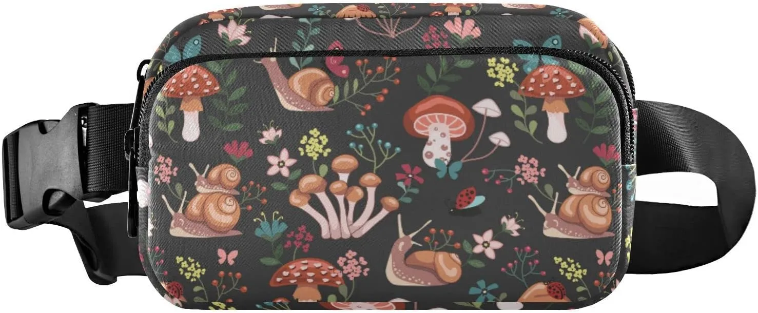 Hiking Fanny Pack Mushroom Flower Waist Pack Fashion Casual Hip Bum Bag with Adjustable Strap for Women & Men Hands Free Crossbody Bags for Outdoors, Hiking, Running, Travel