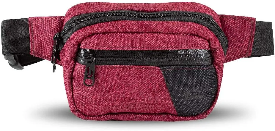 Hipster Smell Proof Bag - Fanny Pack (Burgundy/Black Canvas)