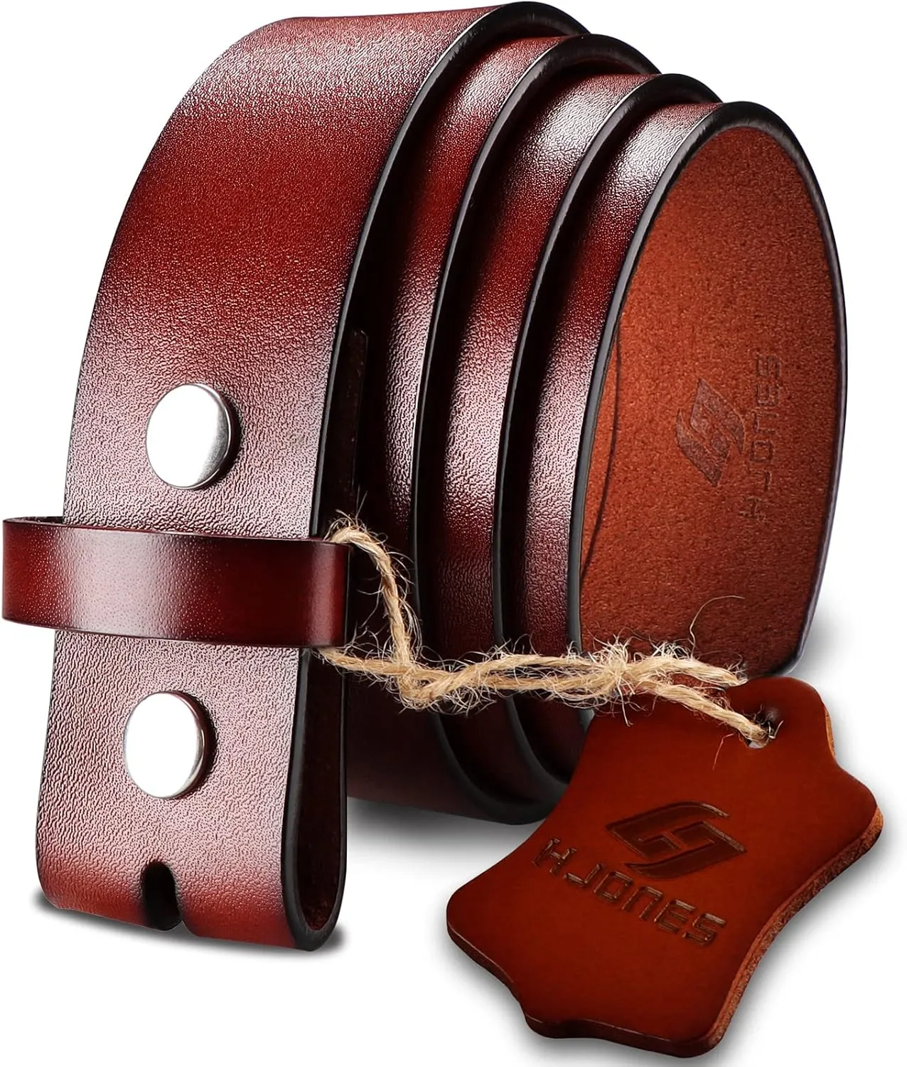 HJones Western Belts for Men without Buckle,Cowboy Belt Buckles for Men,1.5" Wide Genuine Leather Belt No Buckle