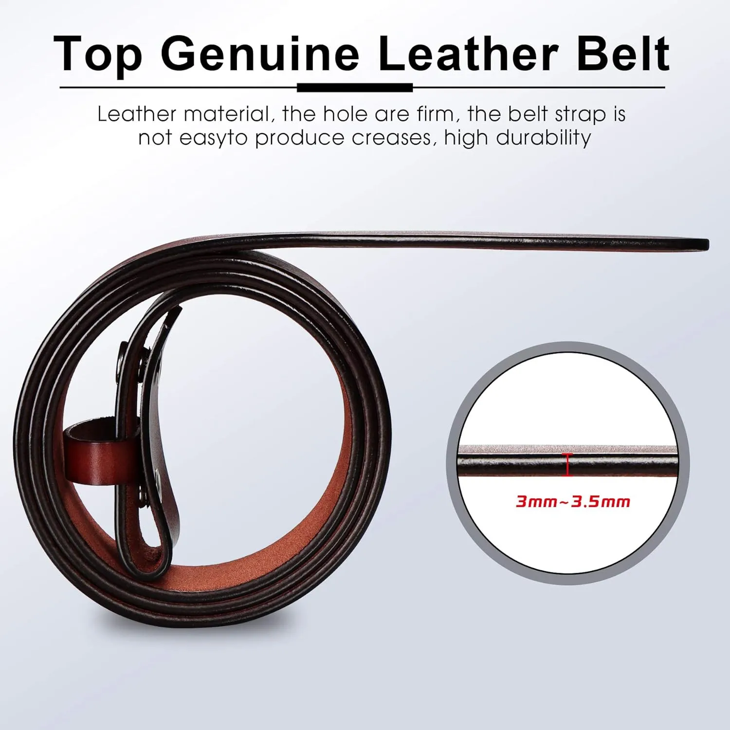 HJones Western Belts for Men without Buckle,Cowboy Belt Buckles for Men,1.5" Wide Genuine Leather Belt No Buckle