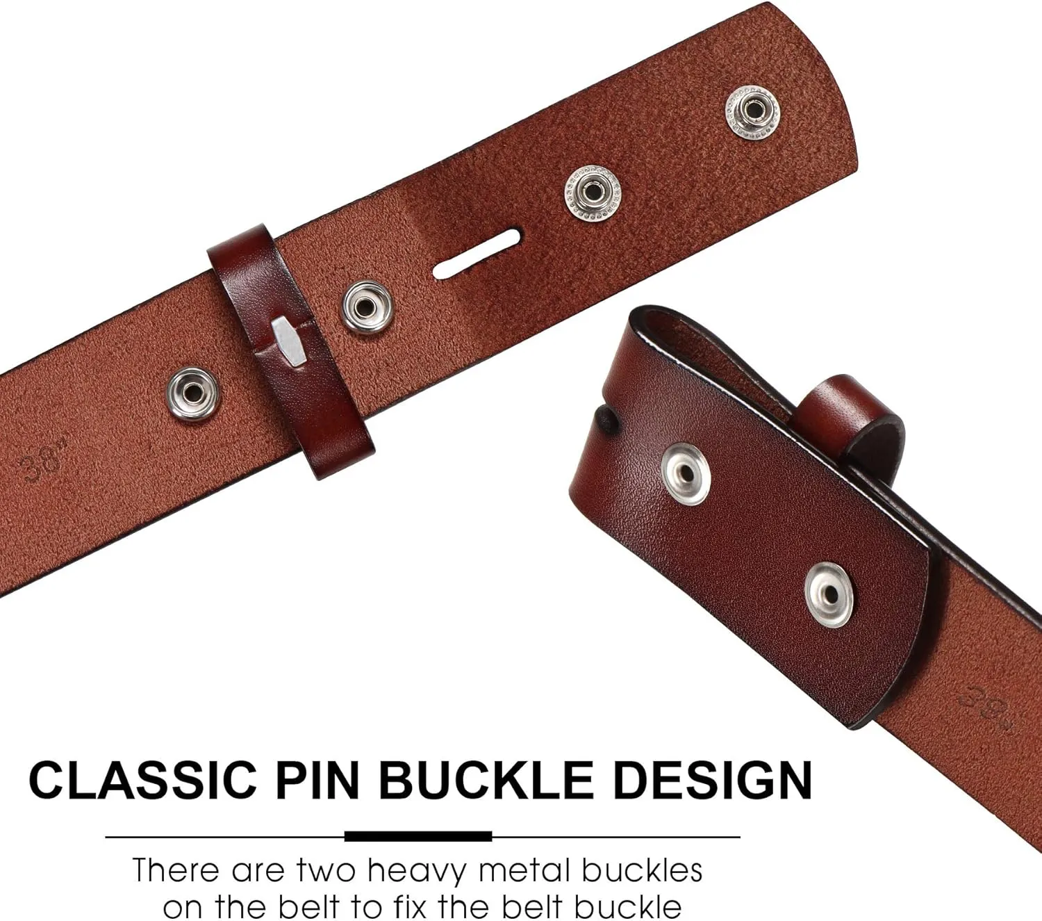 HJones Western Belts for Men without Buckle,Cowboy Belt Buckles for Men,1.5" Wide Genuine Leather Belt No Buckle