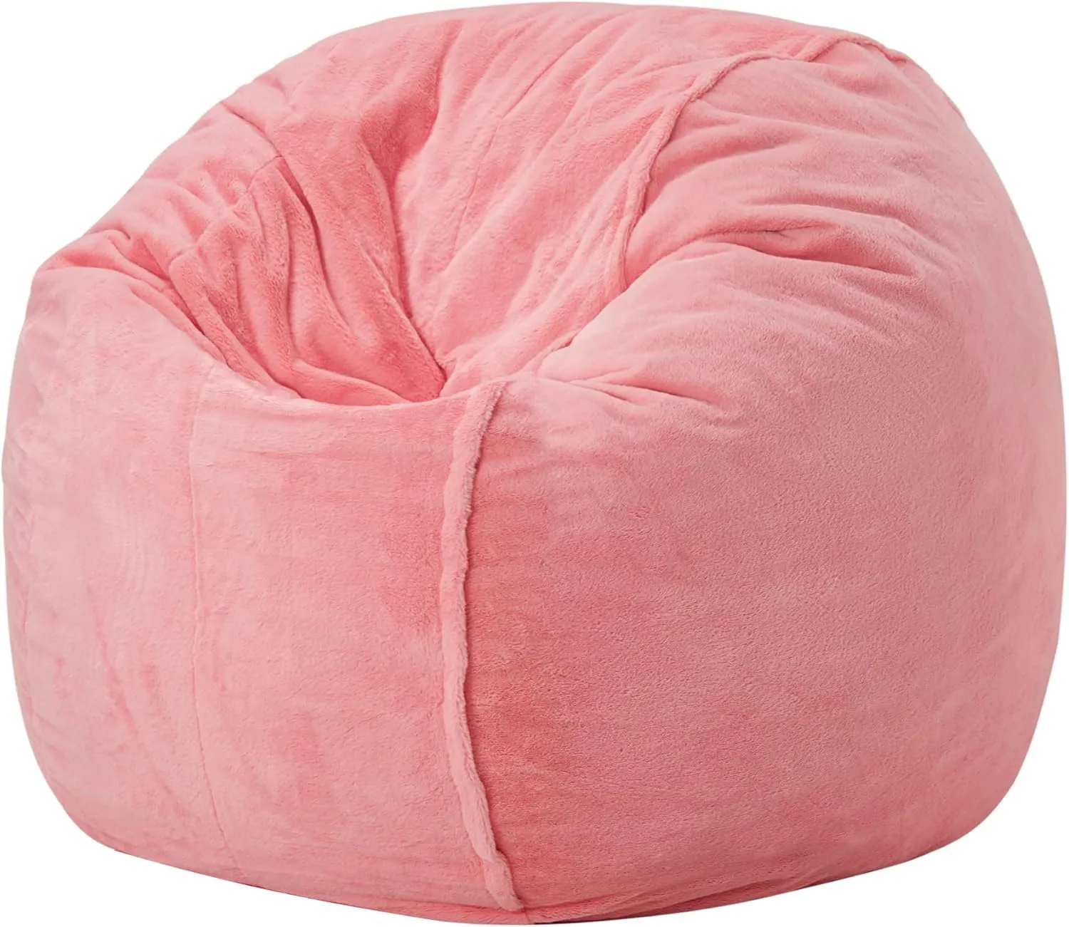 Hobestluk Bean Bag Chairs 2.5FT Beanbag Chair with Plush Faux Fur Cover Memory Foam Bean Bags, Small Bean Bag Chair for Living Room Bedroom, Playroom (Pink)