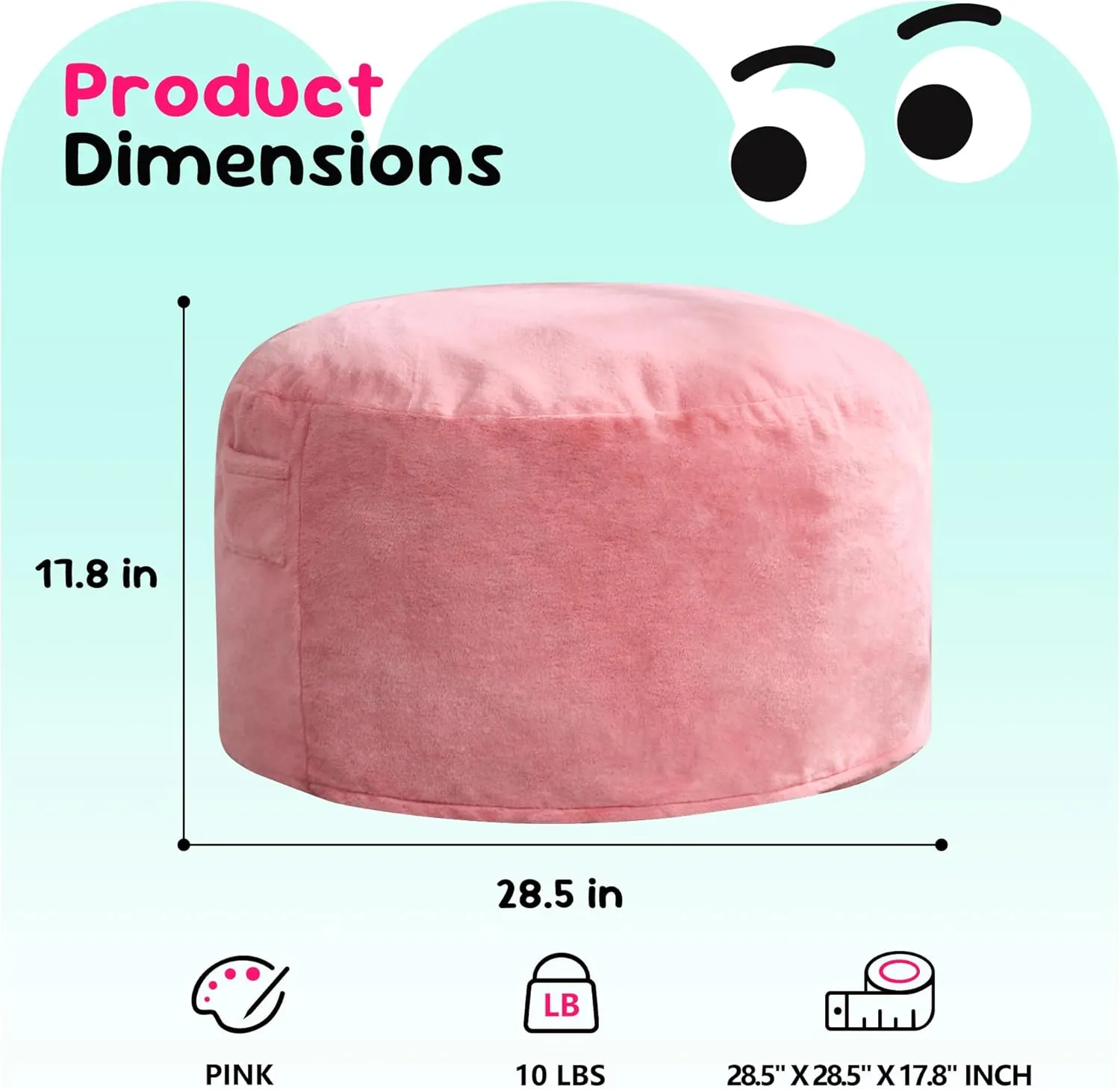 Hobestluk Bean Bag Chairs 2.5FT Beanbag Chair with Plush Faux Fur Cover Memory Foam Bean Bags, Small Bean Bag Chair for Living Room Bedroom, Playroom (Pink)