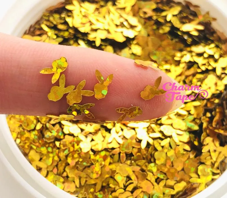 Holographic Playboy Bunny Loose glitters, rabbit glitter 6mm UV resin, nail gel, acrylic nail, nail polish glitter, nail stamping