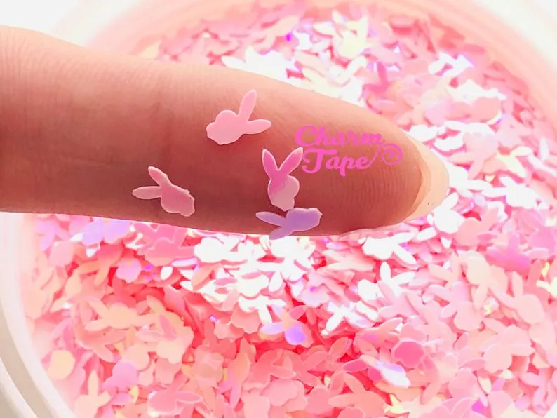 Holographic Playboy Bunny Loose glitters, rabbit glitter 6mm UV resin, nail gel, acrylic nail, nail polish glitter, nail stamping