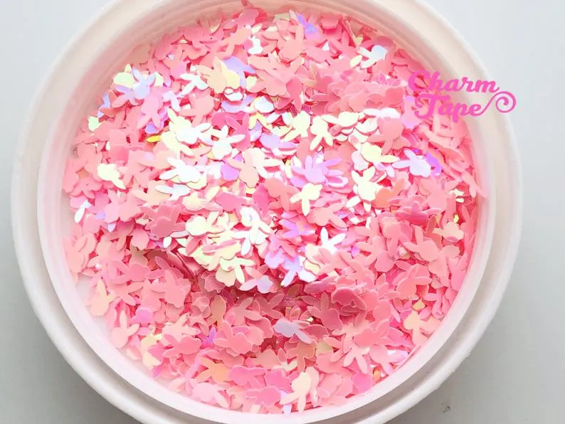 Holographic Playboy Bunny Loose glitters, rabbit glitter 6mm UV resin, nail gel, acrylic nail, nail polish glitter, nail stamping