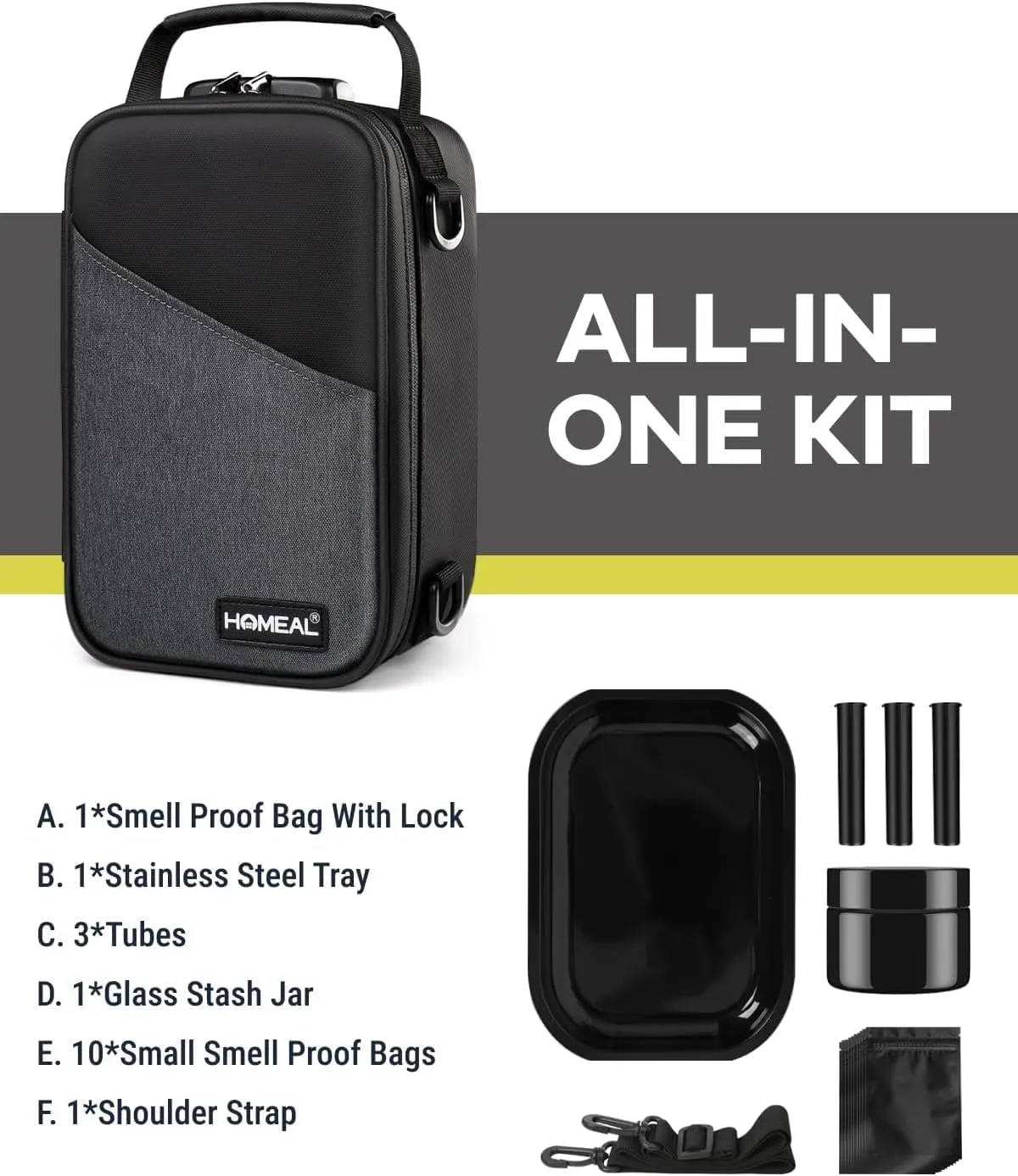 HOMEAL Smell Proof Bag with Combination Lock - Smell Proof Stash Box for Storage and Travel - Gift for Men/Women