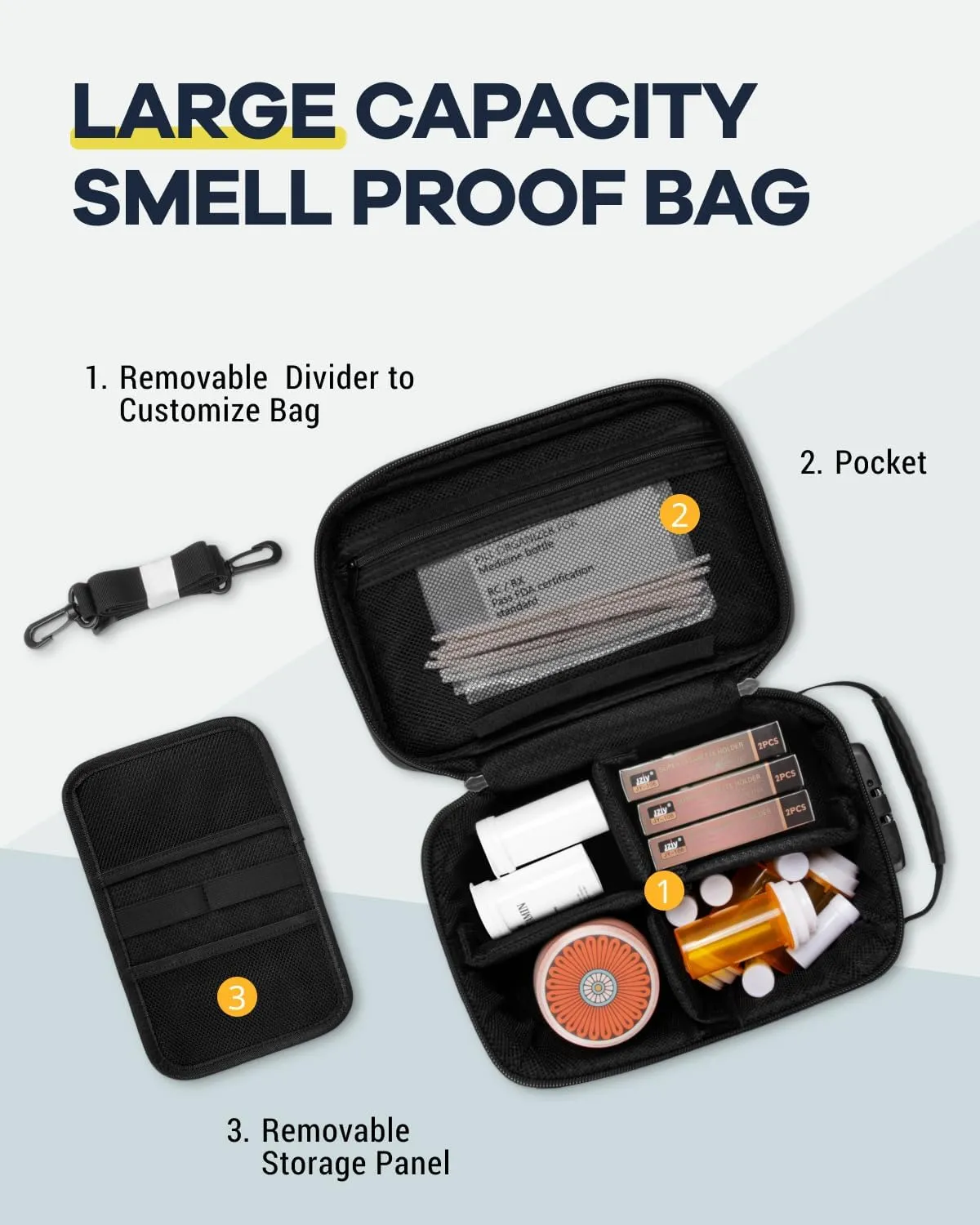 HOMEAL Smell Proof Bag with Combination Lock - Smell Proof Stash Box for Storage and Travel - Gift for Men/Women