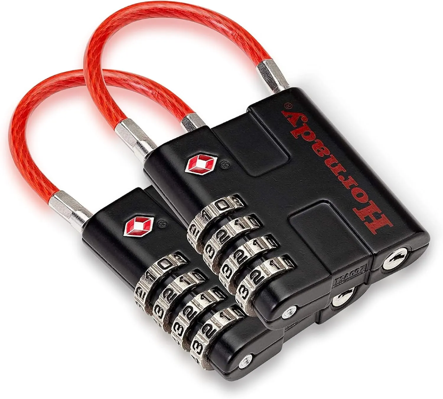 Hornady TSA Approved Cable PadLocks 2pk, 96022 - All Metal 4 Digit Combination Locks with a Flexible Wire Shackle, Inspection Indicator, & Easy to Read Dials -TSA Locks for Luggage, Backpack, Gun Case