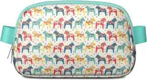 Horse Mini Belt Bag for Men Women Pony Floral Waist Packs Crossbody Bags Adjustable Strap for Hiking Cycling Sports