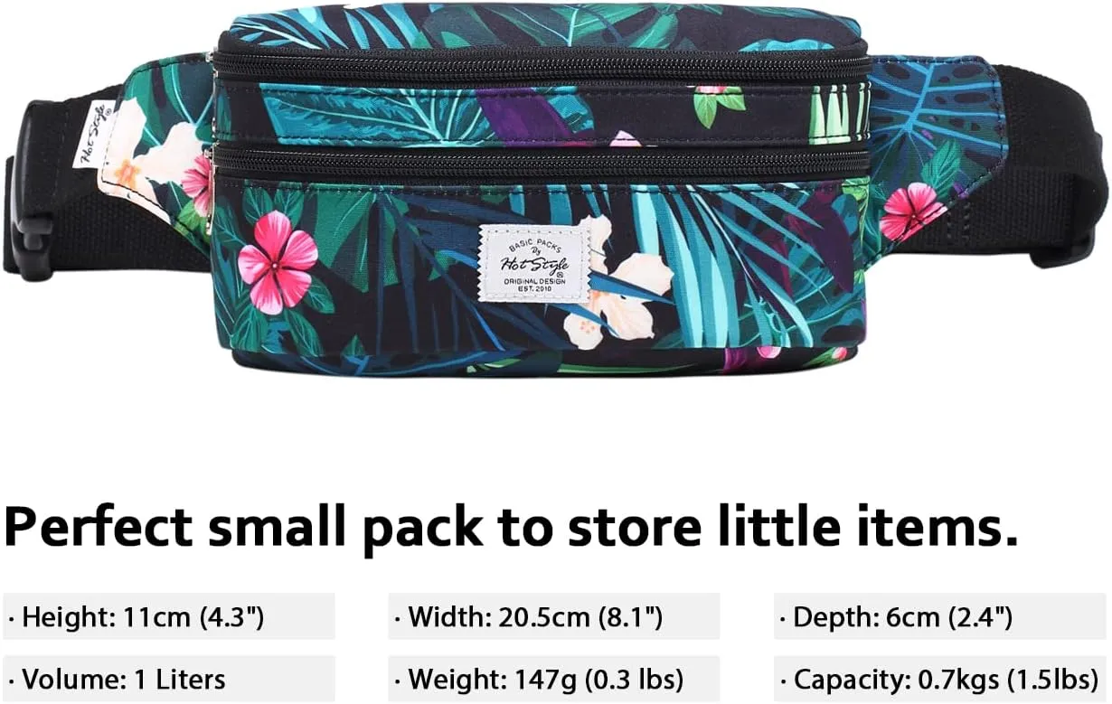 HotStyle 521s Fashion Fanny Pack Small Hiking Waist Bag, 8.0"x2.5"x4.3"