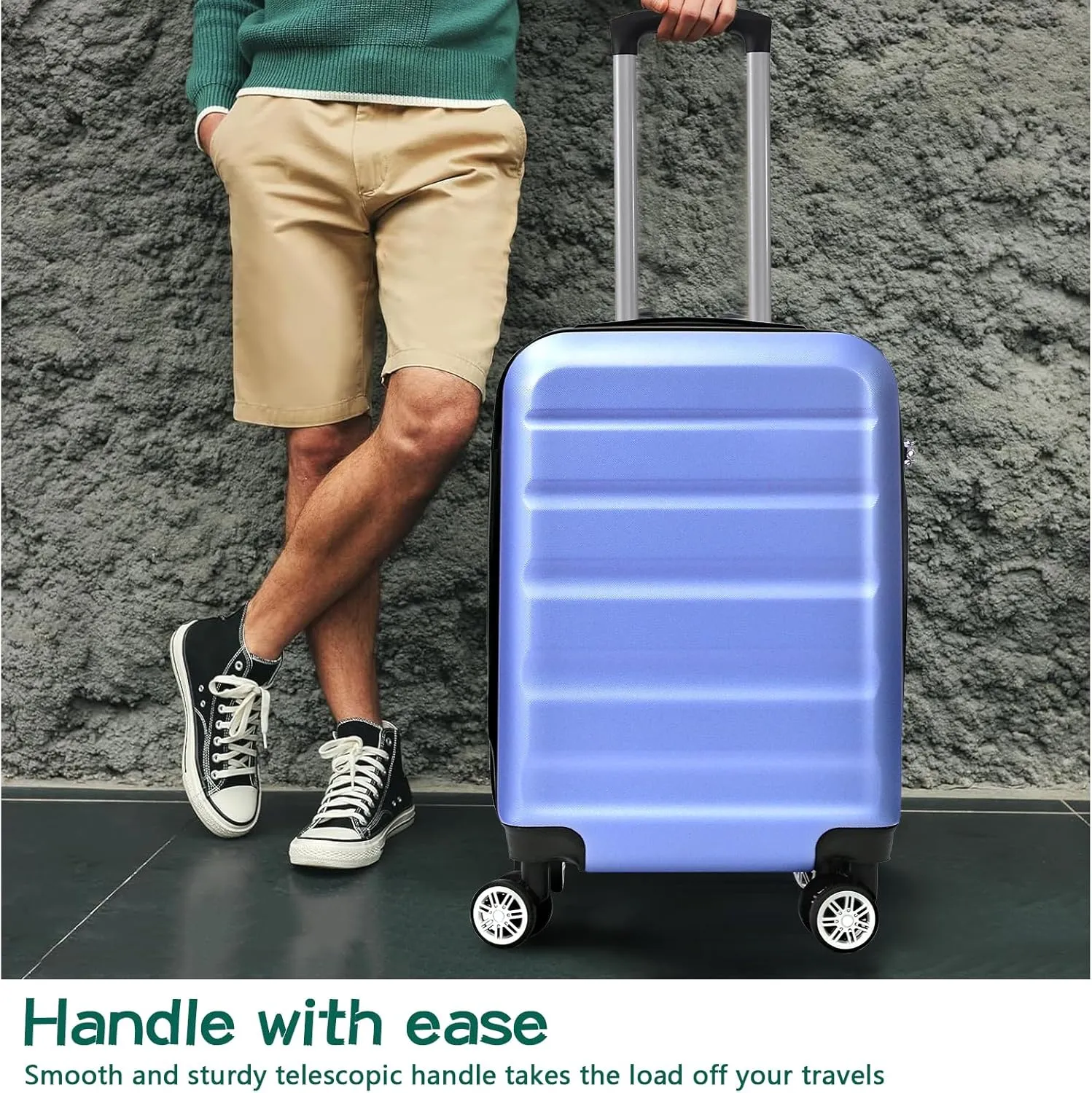 HOUAGI 3 Piece Luggage Sets,Hardshell 3pcs Suitcase Sets,Hardshell Luggage Sets with Spinner Wheels,Lightweight Travel Checked Luggage Sets,20in/24in/28in,Lavender purple