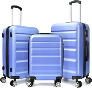 HOUAGI 3 Piece Luggage Sets,Hardshell 3pcs Suitcase Sets,Hardshell Luggage Sets with Spinner Wheels,Lightweight Travel Checked Luggage Sets,20in/24in/28in,Lavender purple