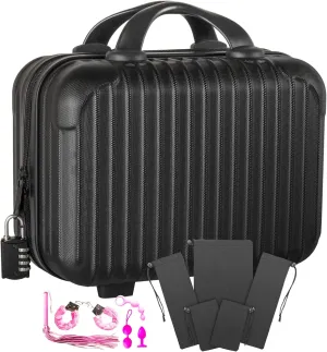Hudaune Adult Game Toy Storage, Toy Box with Lock for Women and Men, Travel Storage Bag Organizer, Private Adult Game Storage Container with 5pcs Drawstring Bags (12.6 x 9.8 x 6.7inch)