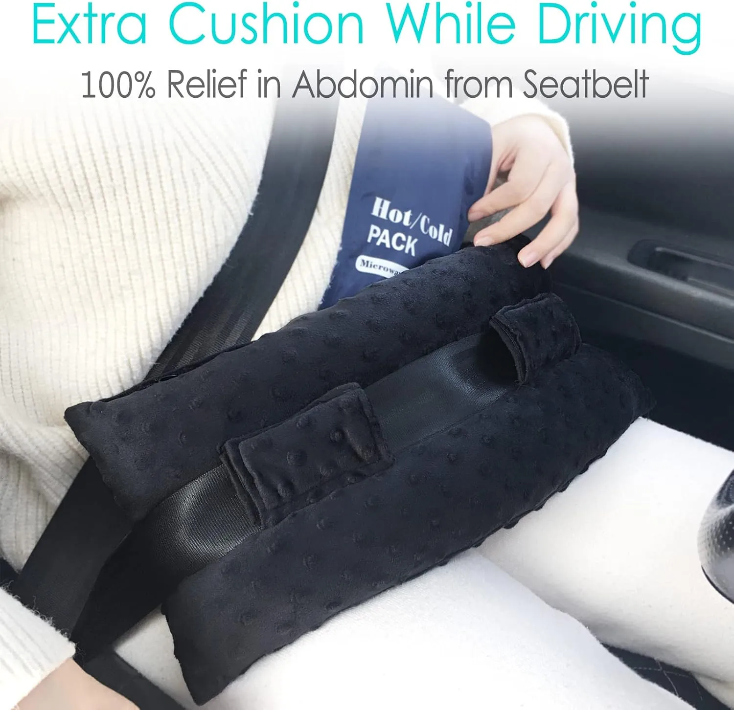 Hysterectomy Pillow Abdominal Post Surgery Pillows with Pocket Comfort for Ice Heat Packs Tummy Tuck Belly Incision Recovery Seatbelt Gifts Women Patients Minky Dot Black
