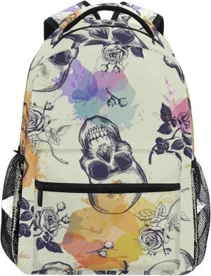 Ice Fire Backpack Skull Rose Bookbag Hippo Schoolbag for Boys Girls Elementary School Kindergarten Casual Travel Bag Daypack