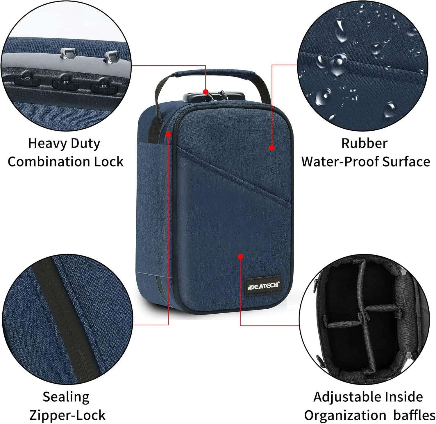 IDEATECH Smell Proof Bag, Stash Box Odor Proof, Smell Proof Containers with Lock, Odorless Travel Storage Bag, Home Organizer Case Lock Box with Accessories, Smell Proof Box Gift for Women/Men