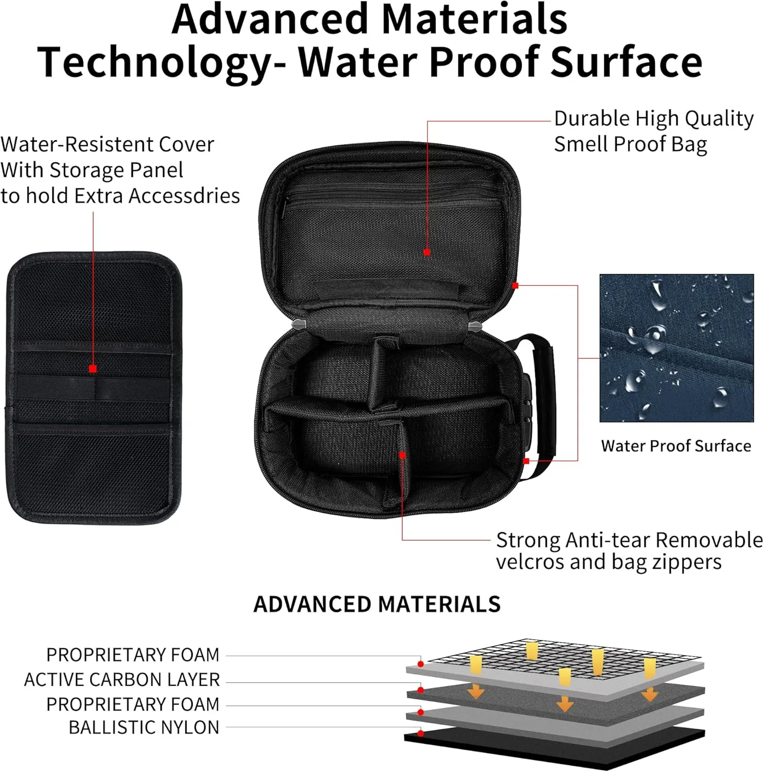 IDEATECH Smell Proof Bag, Stash Box Odor Proof, Smell Proof Containers with Lock, Odorless Travel Storage Bag, Home Organizer Case Lock Box with Accessories, Smell Proof Box Gift for Women/Men