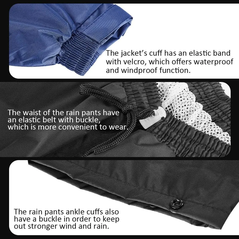 ILM Motorcycle Rain Suit for Men Waterproof Resistant Raincoat 6 Pockets 2 Pieces Packable Rainwear Jacket and Pants Model RS02