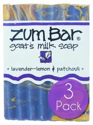 Indigo Wild Zum Goat's Milk Soap Bar - Bar Soap for Hands & Body Made with Essential Oils - 3 oz - Lavender-Lemon & Patchouli (3 Pack)