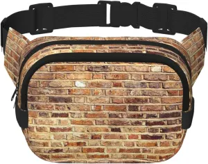 Industrial Brick Wall Background Print Unisex Square Double Layer Waist Bag Trendy Crossbody Fanny Pack Travel Workouts