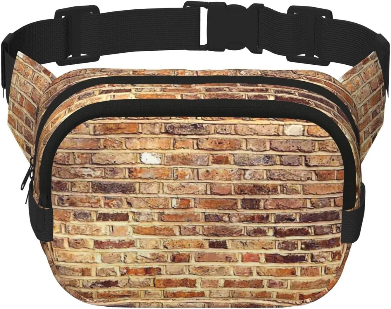 Industrial Brick Wall Background Print Unisex Square Double Layer Waist Bag Trendy Crossbody Fanny Pack Travel Workouts