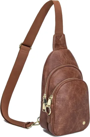 INICAT Crossbody Sling Bags Fanny Packs Leather Purses Chest Bag for Women