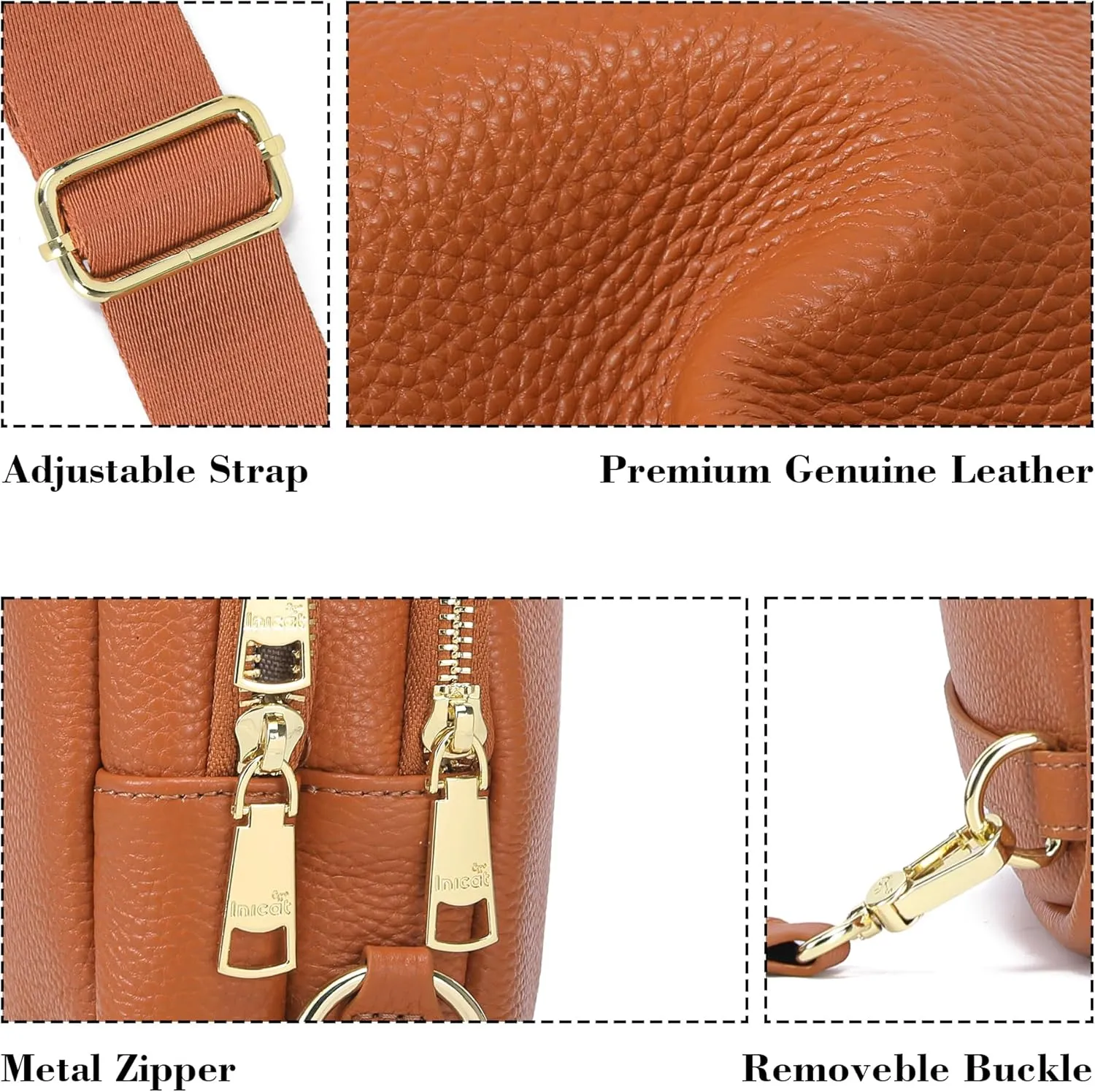 INICAT Crossbody Sling Bags Fanny Packs Leather Purses Chest Bag for Women