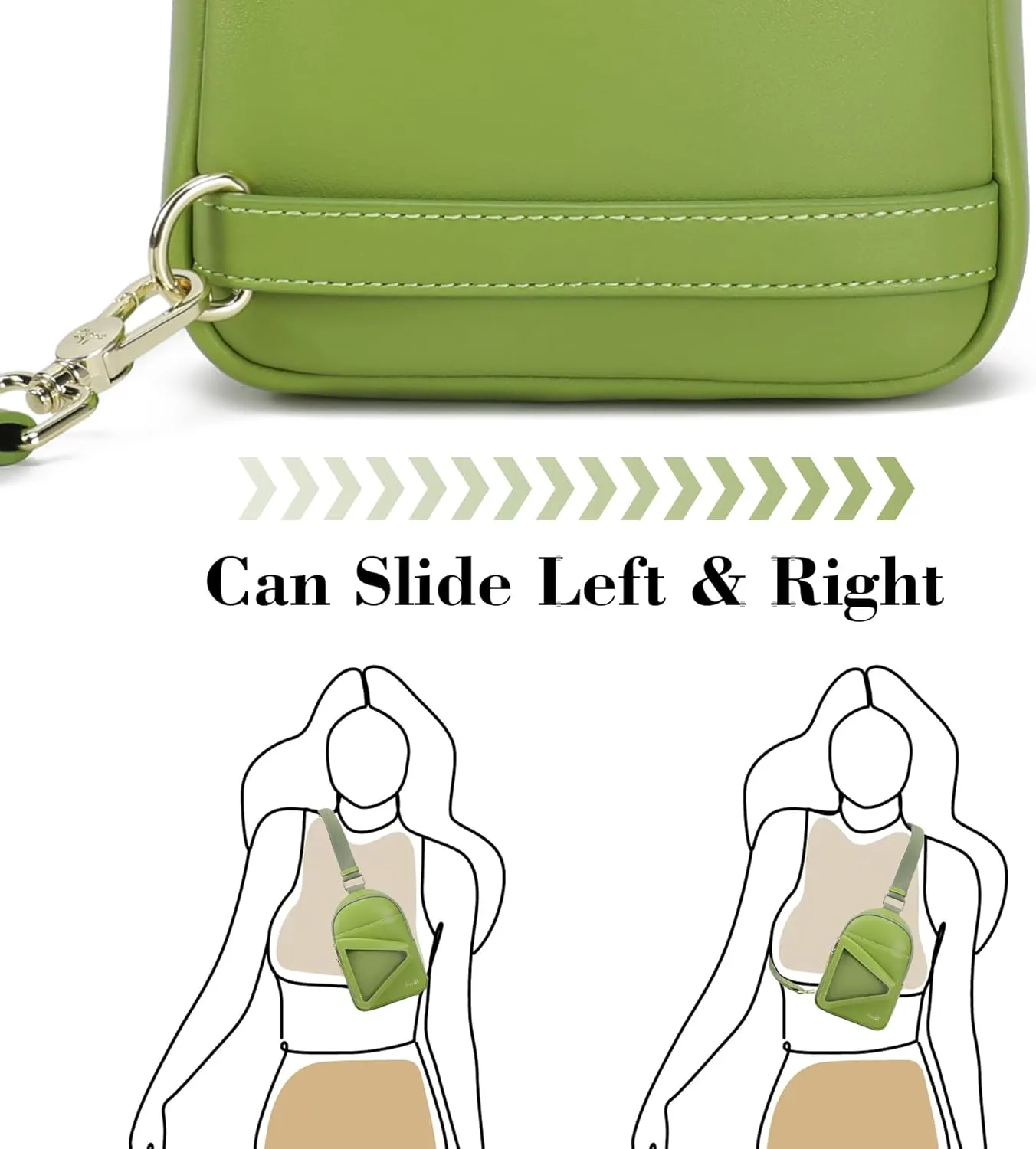 INICAT Sling Bag for Women Small Crossbody Bags Leather Fanny Pack for Travel Essentials(Green Forest)
