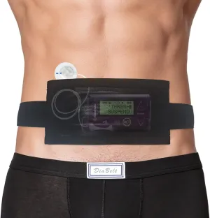 Insulin Pump Belt with Mesh Pouch for Easy Viewing/Operation Diabetic T1D Medical Holder Adjustable Waist Band Accessories Lightweight for Tubing Epipen Men Women Adult Black