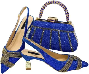 Italian Pointed Toe Rhinestone Heels Bag Nigeria Elegance Party Combo
