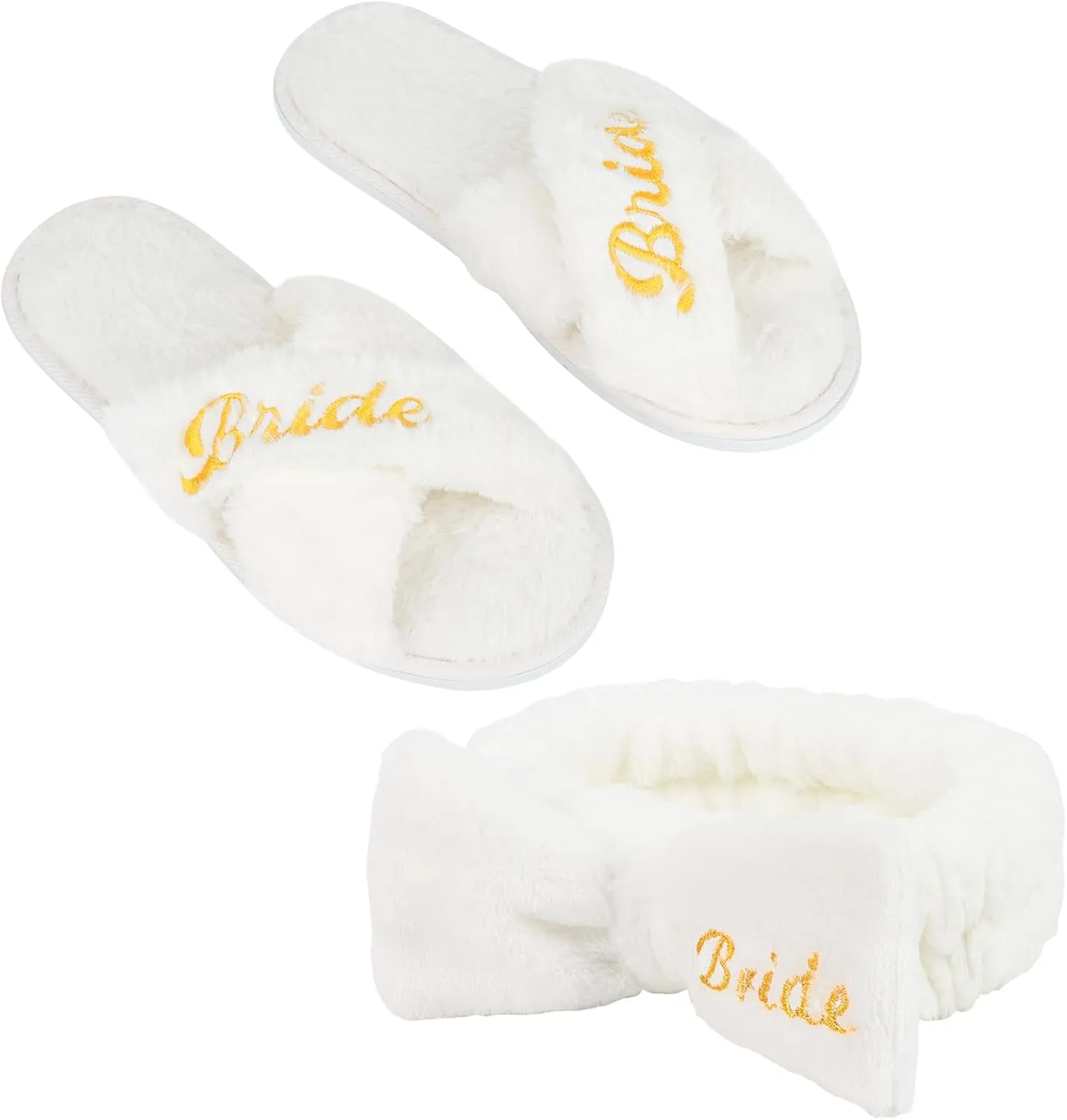 Jaciya Bridal Shower Gifts Bachelorette Party Favors Bride White Slippers Bride Spa Headband Set Bachelorette Gifts for Bride