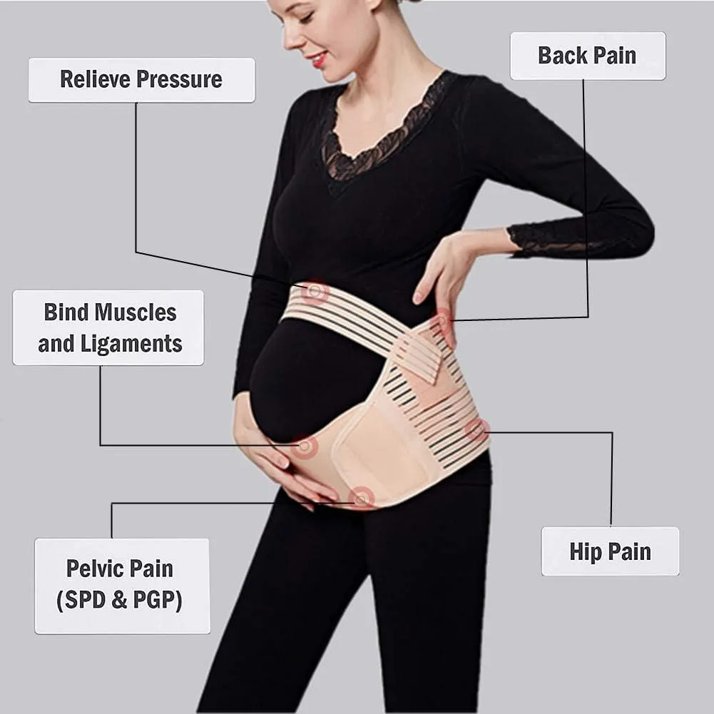 JADE KIT Pregnancy Belt, 3 in 1 Elastic Belly Band for Pregnancy, Maternity Belt Waist Care Binder Brace Prenatal Protector, Pregnancy Belt Belly Support for Pain Relieve XXL