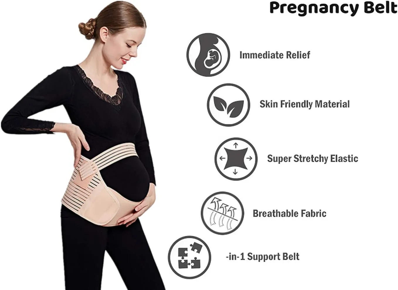 JADE KIT Pregnancy Belt, 3 in 1 Elastic Belly Band for Pregnancy, Maternity Belt Waist Care Binder Brace Prenatal Protector, Pregnancy Belt Belly Support for Pain Relieve XXL