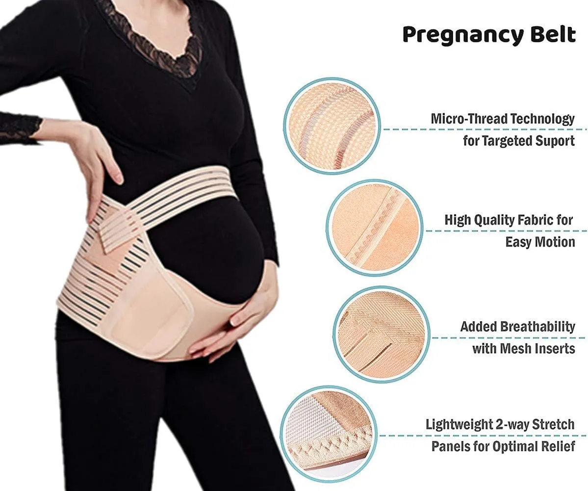 JADE KIT Pregnancy Belt, 3 in 1 Elastic Belly Band for Pregnancy, Maternity Belt Waist Care Binder Brace Prenatal Protector, Pregnancy Belt Belly Support for Pain Relieve XXL