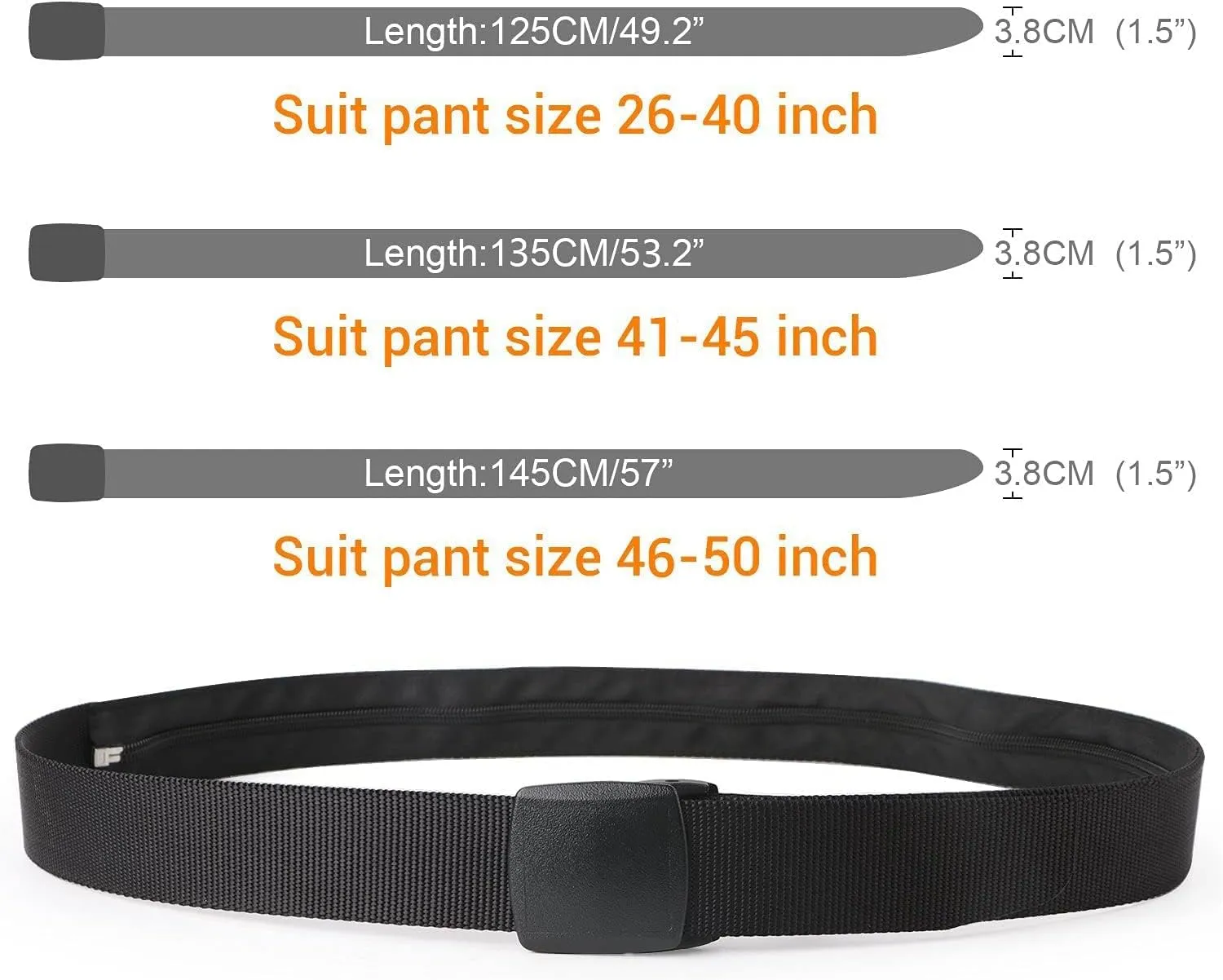 JASGOOD Travel Security Money Belt with Hidden Money Pocket - Cashsafe Anti-Theft Wallet Unisex Nickel free Nylon Belt