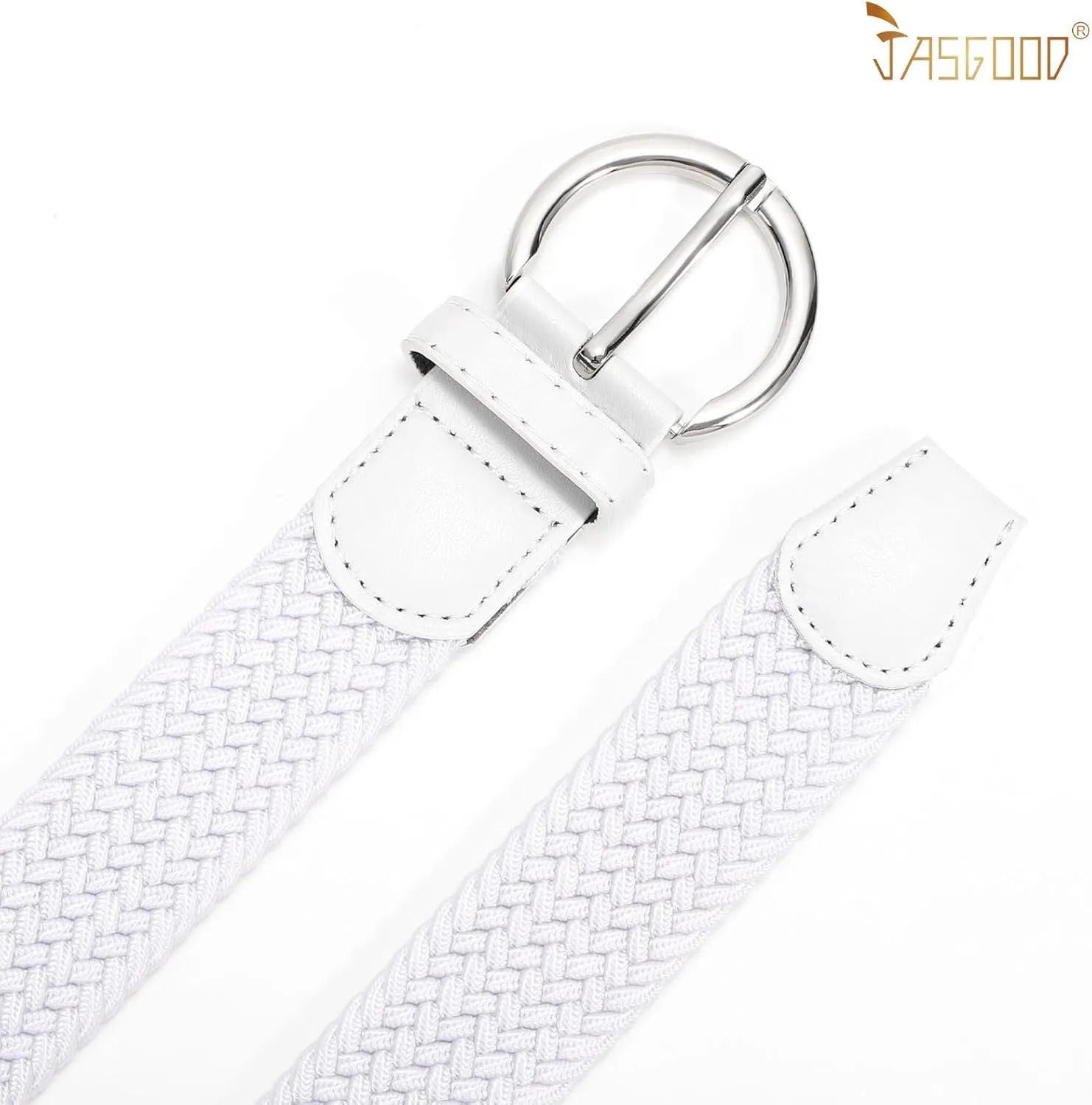 JASGOOD Women Braided Woven Elastic Stretch Belt Canvas Casual Belt for Jeans Pants