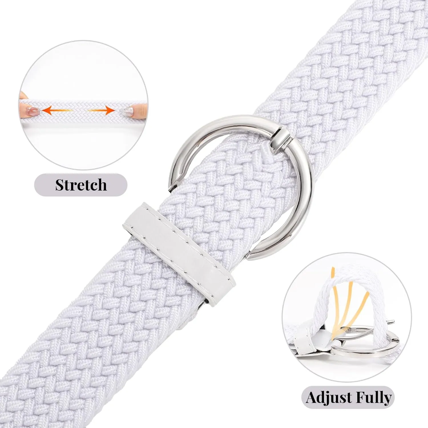 JASGOOD Women Braided Woven Elastic Stretch Belt Canvas Casual Belt for Jeans Pants