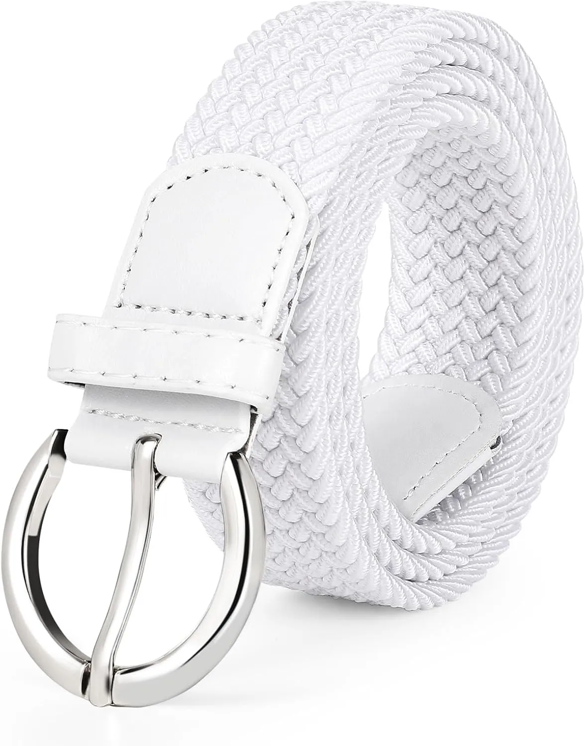 JASGOOD Women Braided Woven Elastic Stretch Belt Canvas Casual Belt for Jeans Pants