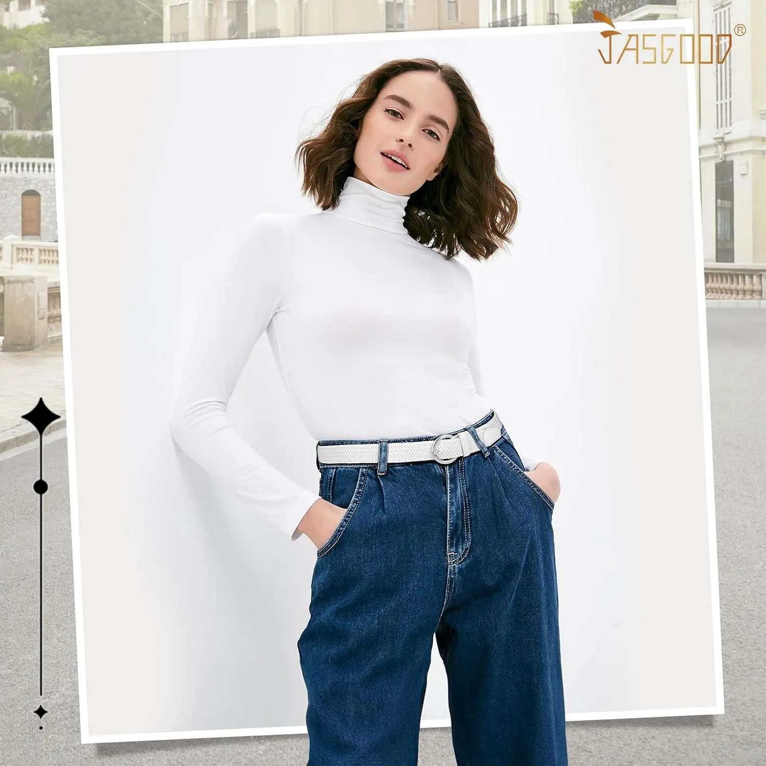 JASGOOD Women Braided Woven Elastic Stretch Belt Canvas Casual Belt for Jeans Pants