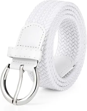 JASGOOD Women Braided Woven Elastic Stretch Belt Canvas Casual Belt for Jeans Pants