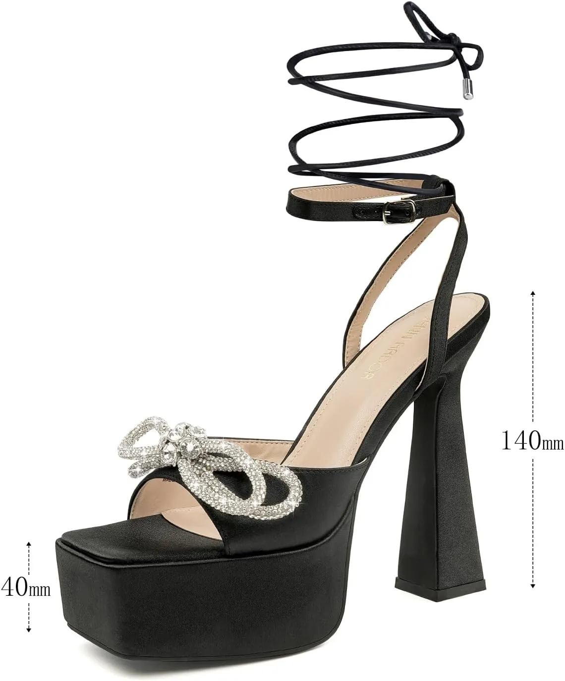 JENN ARDOR Womens Platform Heels Lace Up High Strappy Sandals 5 inch Chunky Prom Shoes Butterfly Heeled for Club Party Date (tie-up/Buckle)