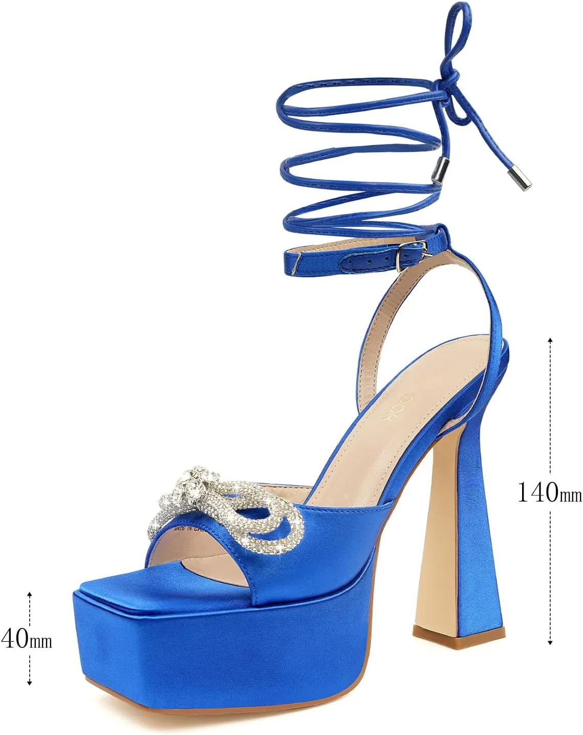 JENN ARDOR Womens Platform Heels Lace Up High Strappy Sandals 5 inch Chunky Prom Shoes Butterfly Heeled for Club Party Date (tie-up/Buckle)