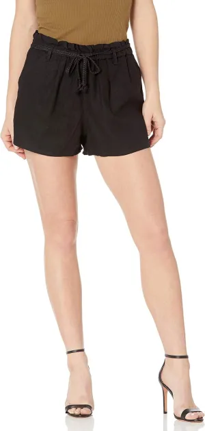 Jessica Simpson Women's Paperbag Braided Tie String Belt Short, Meteorite, Large