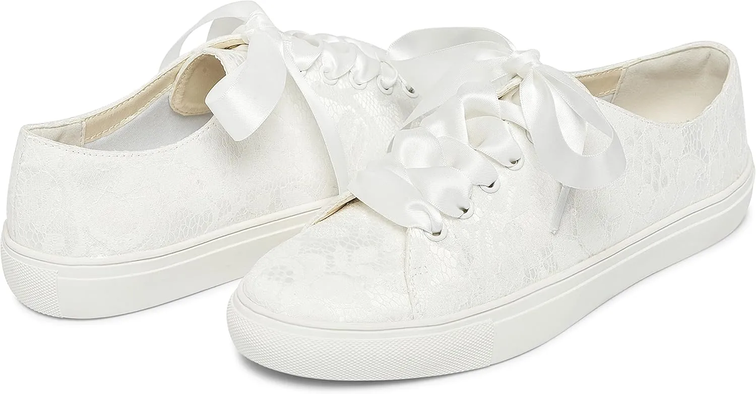 JIAJIA 8831Y Wedding Shoes Bridal Sneakers Flats Bride Tennis Shoes Lace Sneakers - Personalized Customization Available