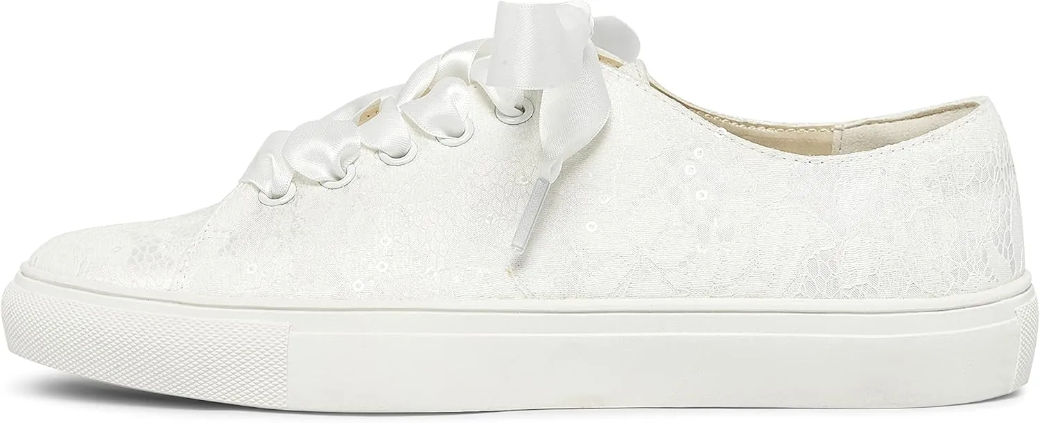 JIAJIA 8831Y Wedding Shoes Bridal Sneakers Flats Bride Tennis Shoes Lace Sneakers - Personalized Customization Available