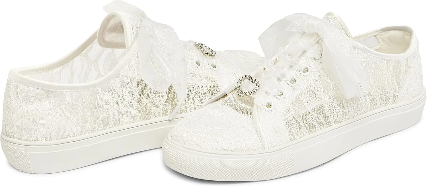 JIAJIA 8832 Wedding Shoes Bridal Sneakers Flats Bride Tennis Shoes Lace Sneakers - Personalized Customization Available