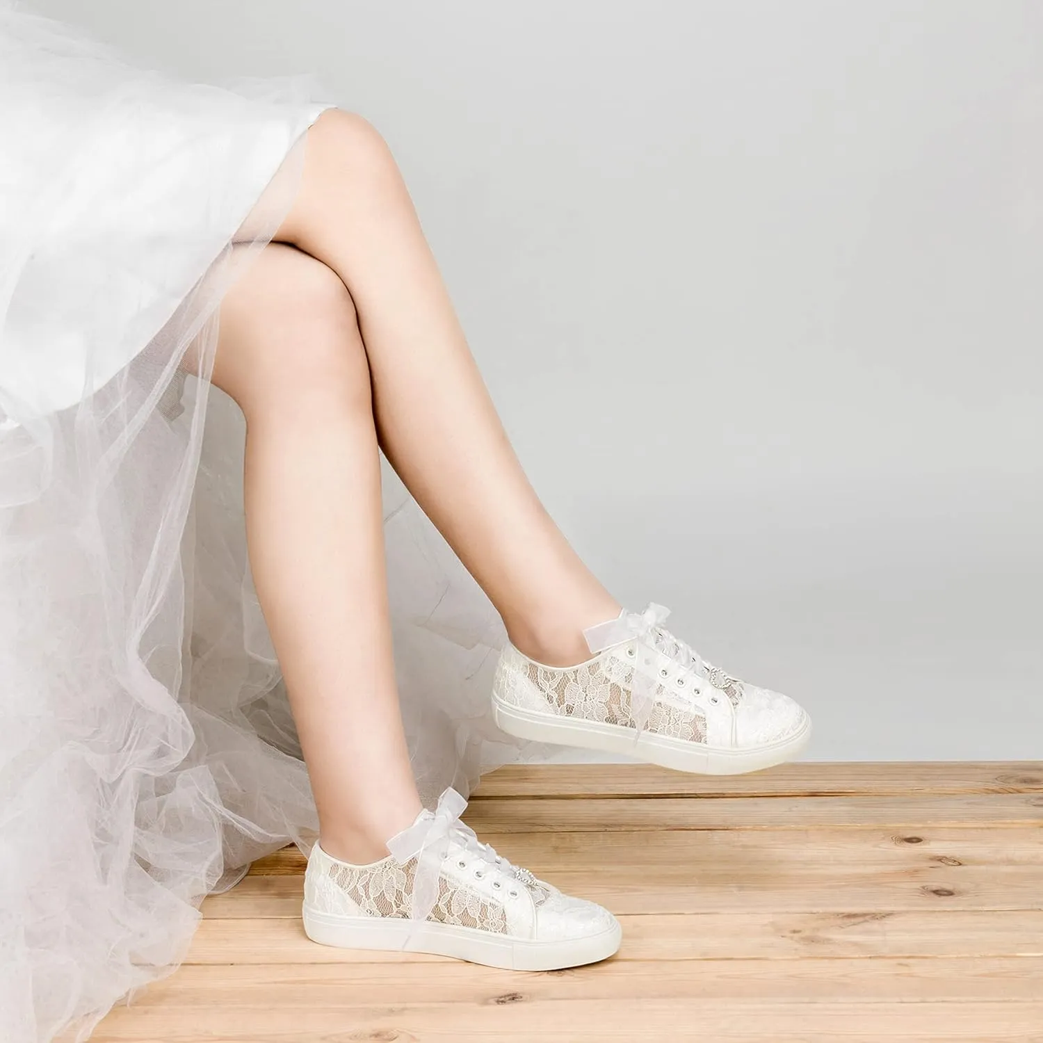 JIAJIA 8832 Wedding Shoes Bridal Sneakers Flats Bride Tennis Shoes Lace Sneakers - Personalized Customization Available